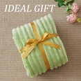 thumbnail image 6 of BEDELITE Grass Green Throw Blanket for Couch - 300GSM Soft & Cozy Fluffy Fleece Blanket, Decorative and Giftable Striped Blankets for Women, Men, 50"x60", 6 of 18