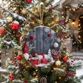 thumbnail image 5 of Welcome Sign for Front Door, Christmas Round Metal Wall Art Wreaths, Gnomes Balls Xmas Snowflake Wooden Outdoor Indoor Wall Hanging Sign for Porch Decor Housewarming Gifts 7.9 Inch, 5 of 8