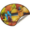 thumbnail image 5 of Autumn Leaves Christmas Tree Mats Waterproof Tree Skirt, Violin Butterfly Xmas Tree Stand Tray Mat Floor Protector Pad for Holiday Party Decoration, 28.3", 5 of 6