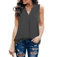 thumbnail image 4 of Mittory Women's Chiffon V Neck Sleeveless Blouse Tops Office Work Shirts, 4 of 6