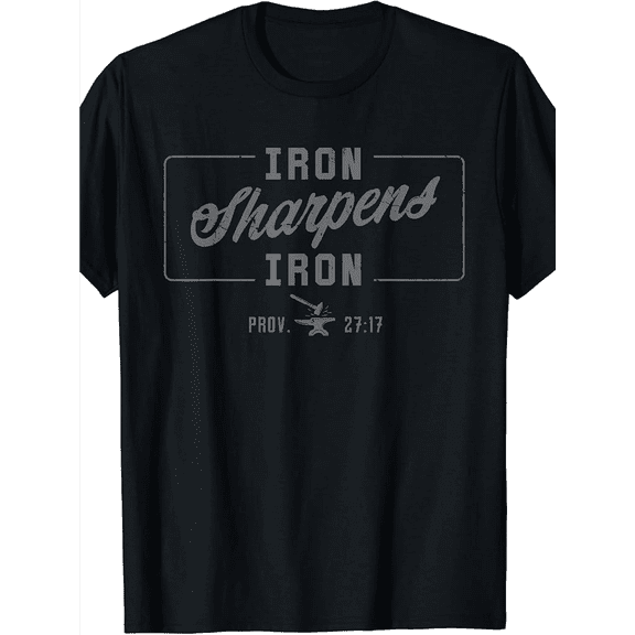 Men's Iron Sharpens Iron Proverbs 27:17 Christian Bible Verse Graphic Short Sleeve T-Shirt