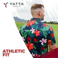 thumbnail image 4 of Yatta Golf Men Polo Shirt - Short Sleeve Golf Apparel for Standout Performance On and Off the Golf Course - Printed Golf Polos for Men Dry Fit for Sports and Casual Wear (Jungle Hibiscus) -XXL, 4 of 9