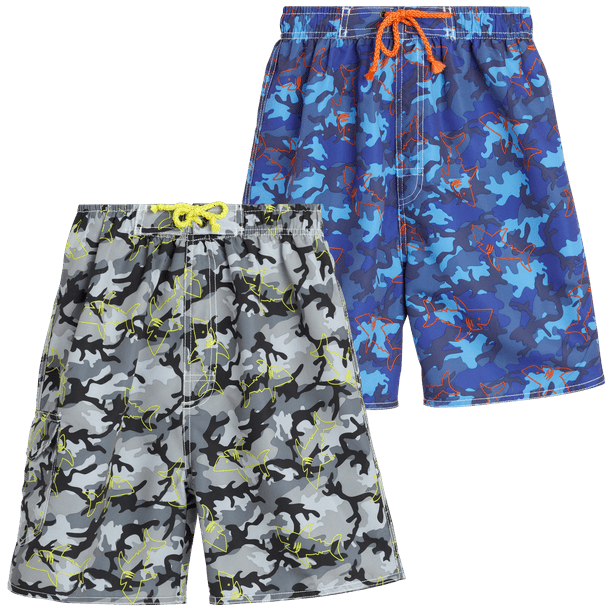 Quad Seven Boys' Swim Trunks 2 Pack Quick Dry Board Shorts Bathing