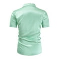 thumbnail image 4 of Mens Satin Shirts Short Sleeve Button-Down Collared Tshirts Shirt Trendy Solid Color Shiny Nightclub Party Dance Tees Tops Summer, 4 of 7