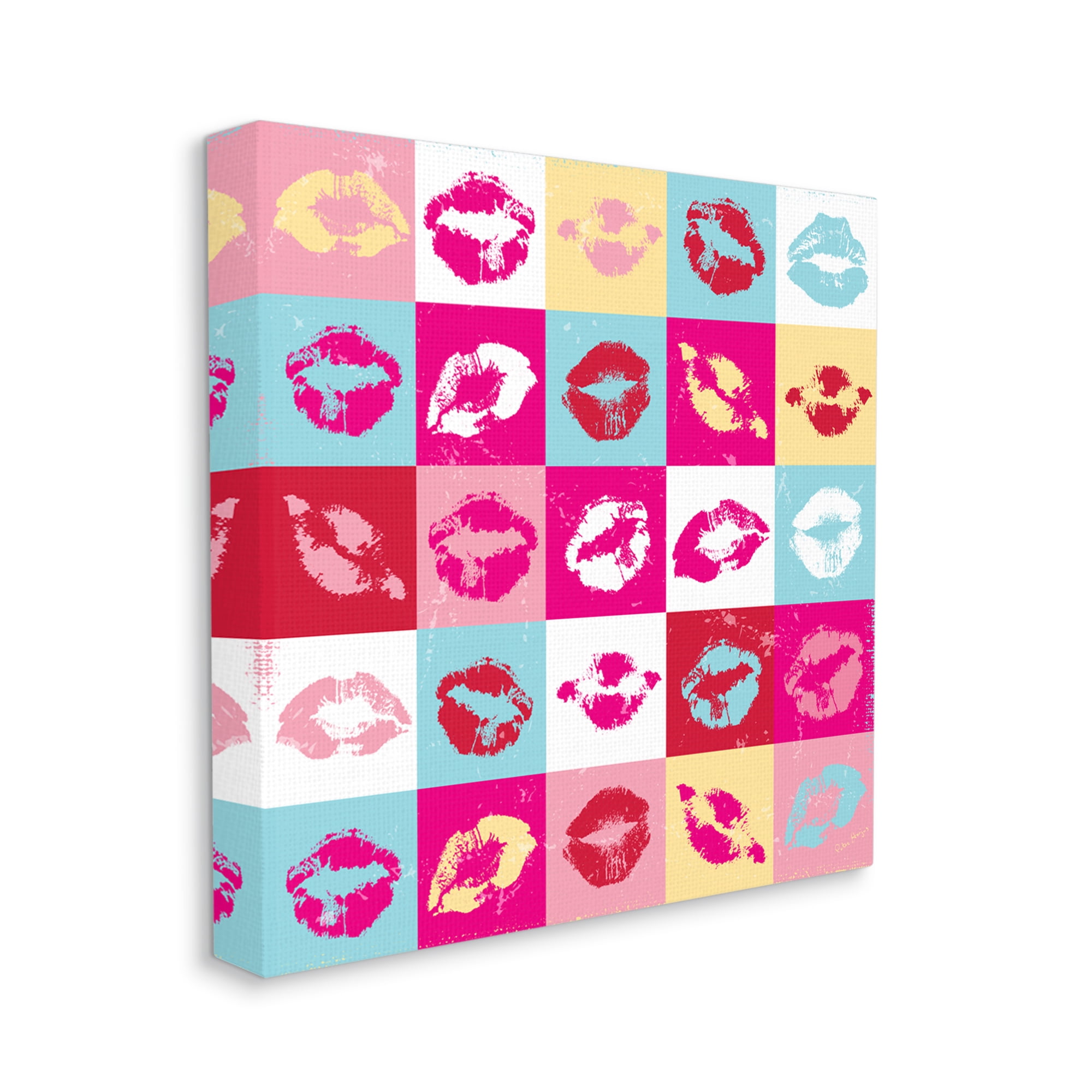 Stupell Industries Pop Style Lip Pattern Abstract Painting Gallery Wrapped Canvas Print Wall Art, 36 x 36