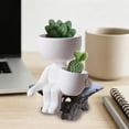 thumbnail image 6 of Desktop Planters,Abstract Human Ceramic Figurine Pot,Dual Cavity Matte Sculpture Vessel for Mini Fleshy-Leaved Cactus Window Office Table Decor(White), 6 of 7