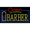 thumbnail image 1 of Red Barber Blue Lines LED Neon Sign 20 x 37 - inches, Black Square Cut Acrylic Backing, with Dimmer - Bright and Premium built indoor LED Neon Sign for Defence Force., 1 of 6