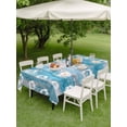 thumbnail image 4 of Outdoor Tablecloth with Umbrella Hole for Patio/Picnic/Party/Camping, Blue Football Waterproof Table Cloth Rectangle Table Cover Washable, Soccer Vintage Wooden Watercolor (52"x 70"), 4 of 9