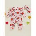 thumbnail image 6 of Baby Toddler Girls Halloween Jumpsuit 0 3 6 12 Months Long Sleeve Pumpkin/Cola Cup Print Romper with Headband, 6 of 9