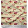 thumbnail image 1 of Soimoi White Cotton Cambric Fabric Leaves & Camellias Floral Fabric Prints By Yard 42 Inch Wide, 1 of 3