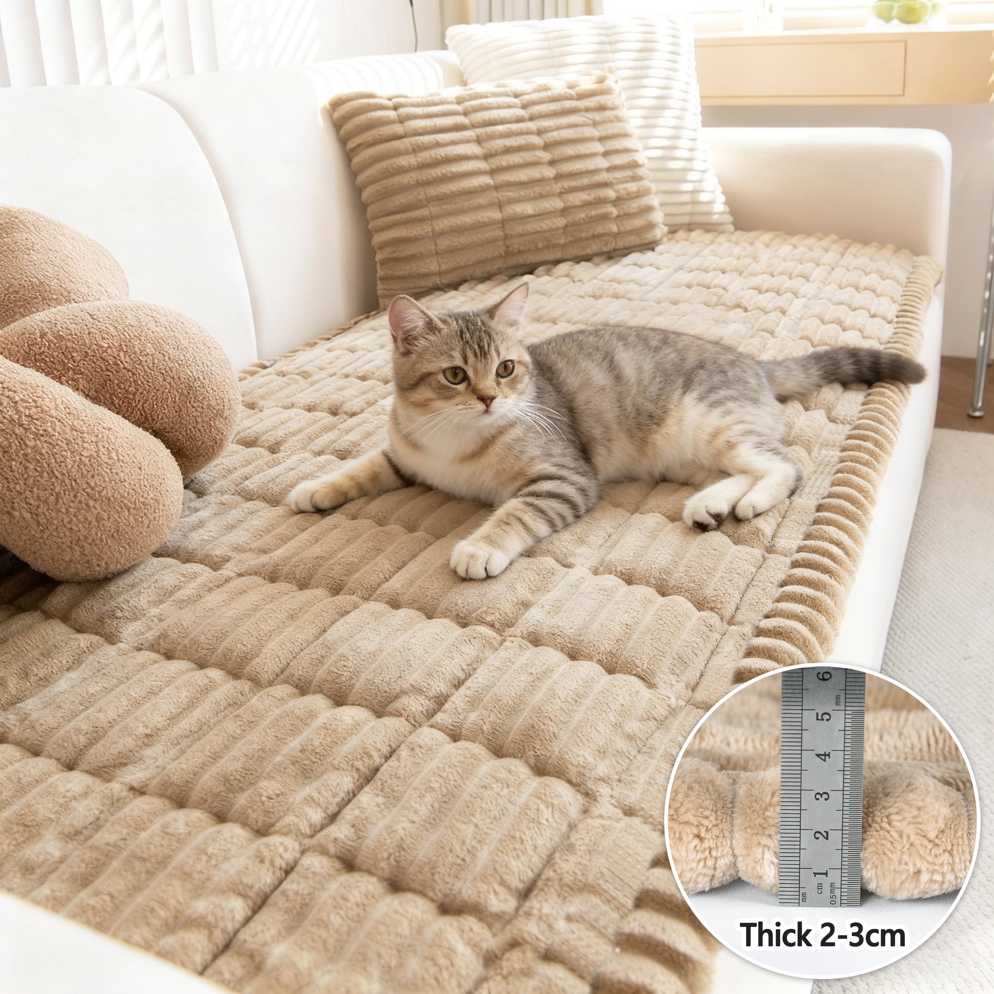 ORGOWEL Couch Cover Sofa Cover Non Slip Fuzzy Couch Covers for Dogs Washable Thick Soft Sofa Slipcovers Cushion Pet Friendly Furniture Protector(Brown,27.5"×59"）