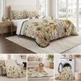 thumbnail image 6 of Twin XL Quilt Set 68''x98'', Sage Green Yellow Spring Floral Bedspread Coverlet with 2 Pillow Shams, Watercolor Botanical Summer Flowers Breathable All Season Quilt Bedding for Dorm/Guest Room, 6 of 9