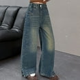 thumbnail image 5 of XIMIN Teen Girl Vintage Jeans Y2k Streetwear Baggy Denim Cargo Pants High Waist Wide Leg Loose Denim Pants with Pockets Cute Back to School Trendy Jean, 5 of 8