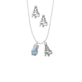 thumbnail image 2 of Delight Jewelry Silvertone 3-D Light Blue & AB Crystal Owl Silver tone Zig Zag Christmas Tree Charm Necklace and Stud Earrings, 2 of 4