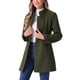 thumbnail image 4 of Abrigo de mujer INSPIRE CHIC de longitud media con cuello alto, de un solo botón, abrigo de invierno en verde ejército, talla M, 4 of 6