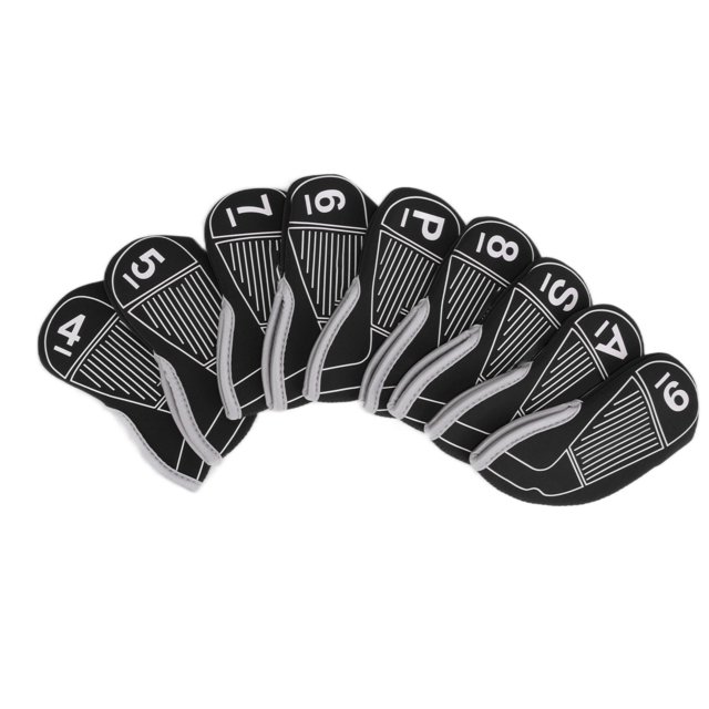 9 unids/set de fundas de cabeza de hierro para Golf, funda protectora impermeable para cabeza de palo de Golf, accesorio de Golf portátil, color negro