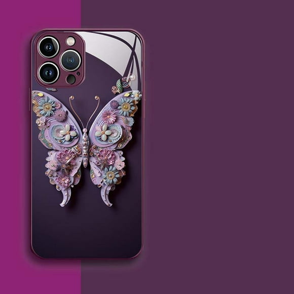 Funda de vidrio con patrón plano, moderna y bonita, de TPU suave, a prueba de golpes.