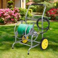 thumbnail image 2 of Gymax Garden Hose Reel Cart 230 FT of 5/8'' Large Capacity w/ 2 Wheels Storage Basket Silver, 2 of 10