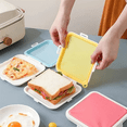 thumbnail image 4 of Portable Silicone Microwave Sandwich Storage Box Bento School Breakfast Lunch Boxes Reusable Toast Container Case Blue, 4 of 5