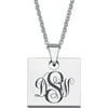 Personalized Stainless Steel Elegant Monogram Square Pendant