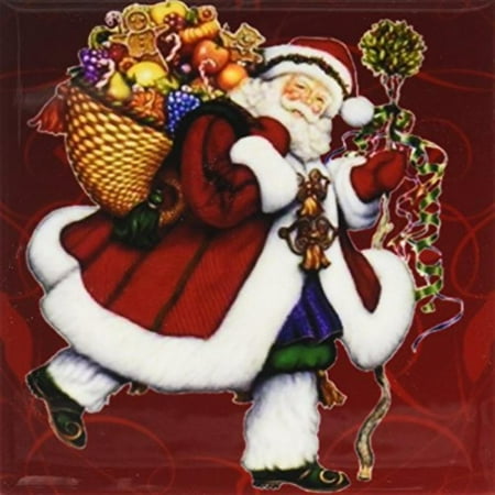 Jolly Old Santa - 3dRose Jolly old Saint Nick Santa Claus with gifts waiting for delivery, Ceramic Tile Coasters, set of 4