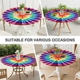 thumbnail image 7 of Colorful Rainbow Tie Dye Spiral Pattern Round Fitted Tablecloth with Elastic Edge,Dining Table Cover Waterproof,Outdoor Round Tablecloth for Camping,Dining,Indoor and Outdoor, 7 of 7