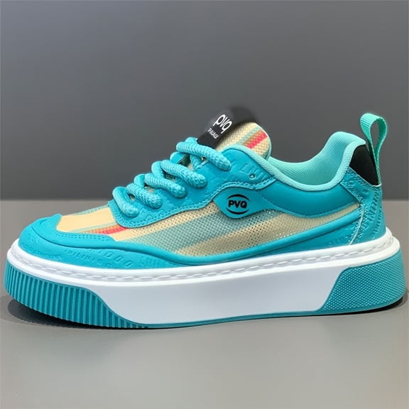 Men'S Low-Top Casual Sneakers - White PU Upper with Colorful Stripes, Suitable for All Seasons Outdoor, Daily Wear And Light sneakers, Stylish Sports,Breathable Fabric Lining And Cushioning PVC Sole