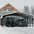 thumbnail image 4 of Walsunny 20X20 FT Carport, Outdoor Heavy Duty Carport Canopy with Galvanized Steel Roof, Metal Carport Extra Large Garage Car Storage Shelter, 4 of 9