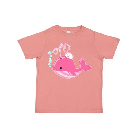 

Inktastic Cute Pink Whale in Nautical Hat Gift Toddler Boy or Toddler Girl T-Shirt