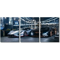 Hieng Black Supercar at Sunset Canvas Prints Hypercar Wall Art Paintings Sports Car Posters Stretched Pictures for Living Room Modern Home Decor Wall Art Decorations(Only canvas)