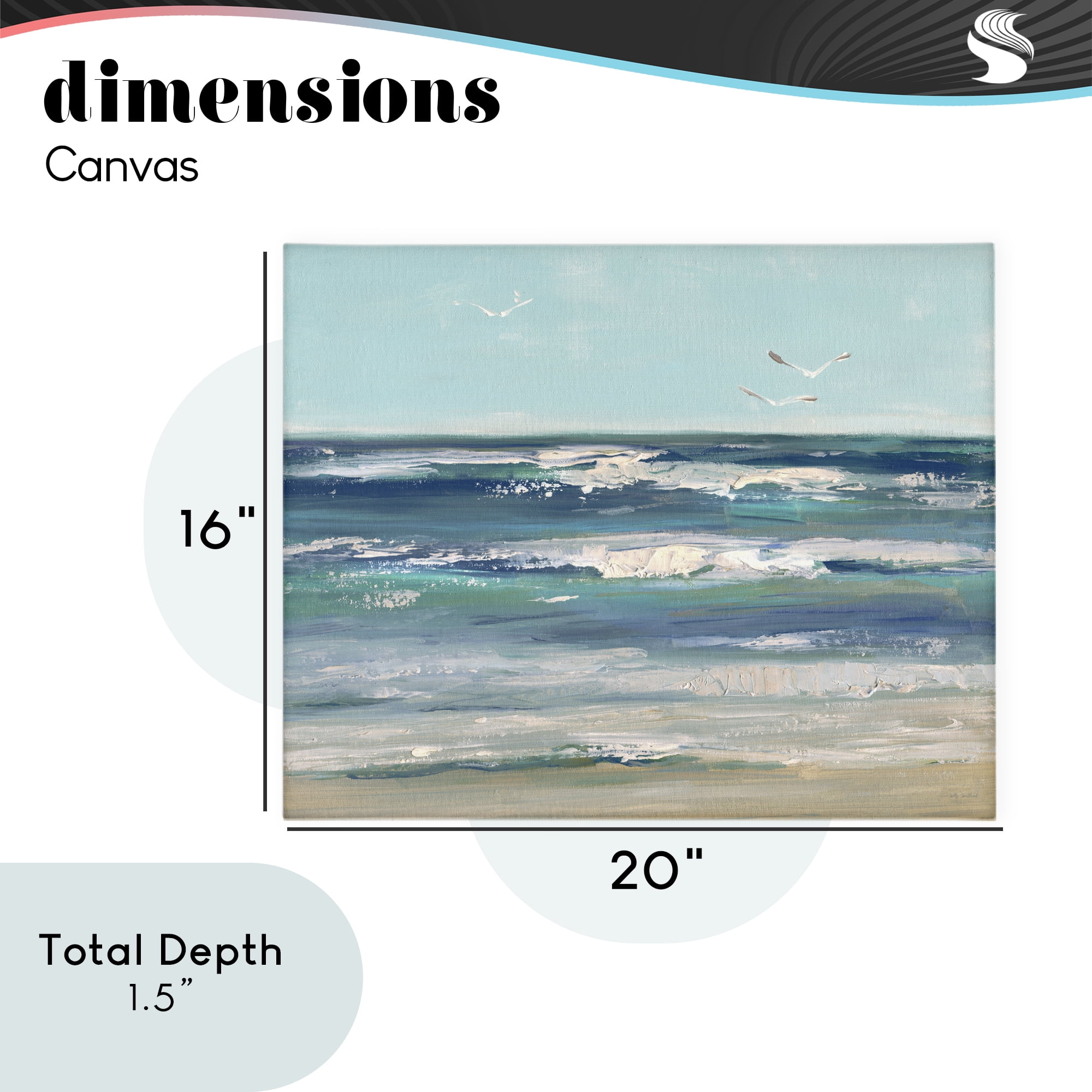 Stupell Industries Seagulls over Rolling Waves Canvas Wall Art, design by Sally Swatland