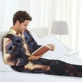 thumbnail image 5 of KLL Romantic Rose Animal Couple Sleepwear Mens Flannel Pajamas,Long Cotton Pj Set, 5 of 7