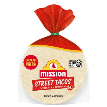 (1PACK) Mission White Corn Street Taco Tortillas, 12.61 oz, 24 Count