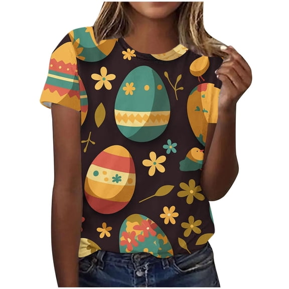 Xuety Womens Plus Size Easter Tops 2026 Sunner T-Shirt Cute Bunny Graphic Casual Crew Neck Short Sleeve Loose Tunic Tops