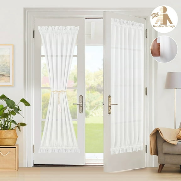 Rosnek Non-See-Through French Door Curtains for Front Door, Privacy Semi Sheer Window Curtains Rod Pocket Light Filtering French Door Curtains for Doors with Glass, 25"x 72", 1 Panel