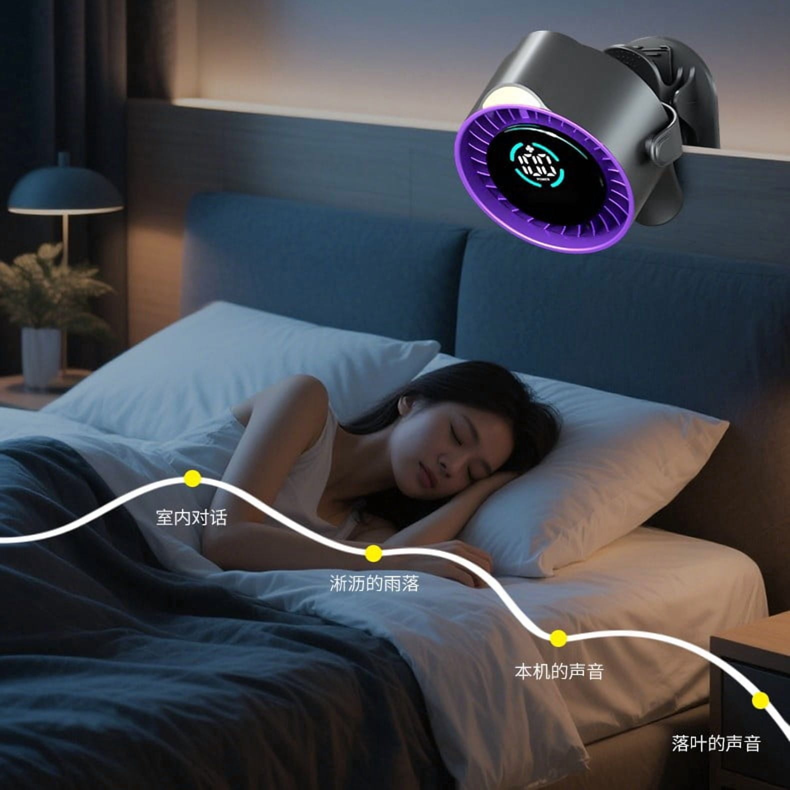 Clip On Rechargeable Fan with LED Night Light – 100-Speed Stepless Adjustment, 720° Rotation, 12H Battery, Silent Brushless Motor for Stroller Desk Outdoor, 4 x 4 x 5.5 Inches