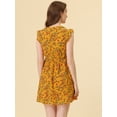 thumbnail image 4 of Vestido de gasa Fluido Allegra K con volantes y mangas de Aleteo para Mujer Amarillo XS, 4 of 5