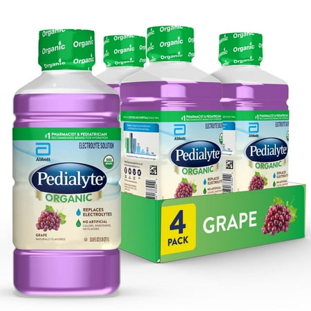 ( best by 08/01/2025 ) Pedialyte Organic Grape Liquid  Bottle (4 Count)