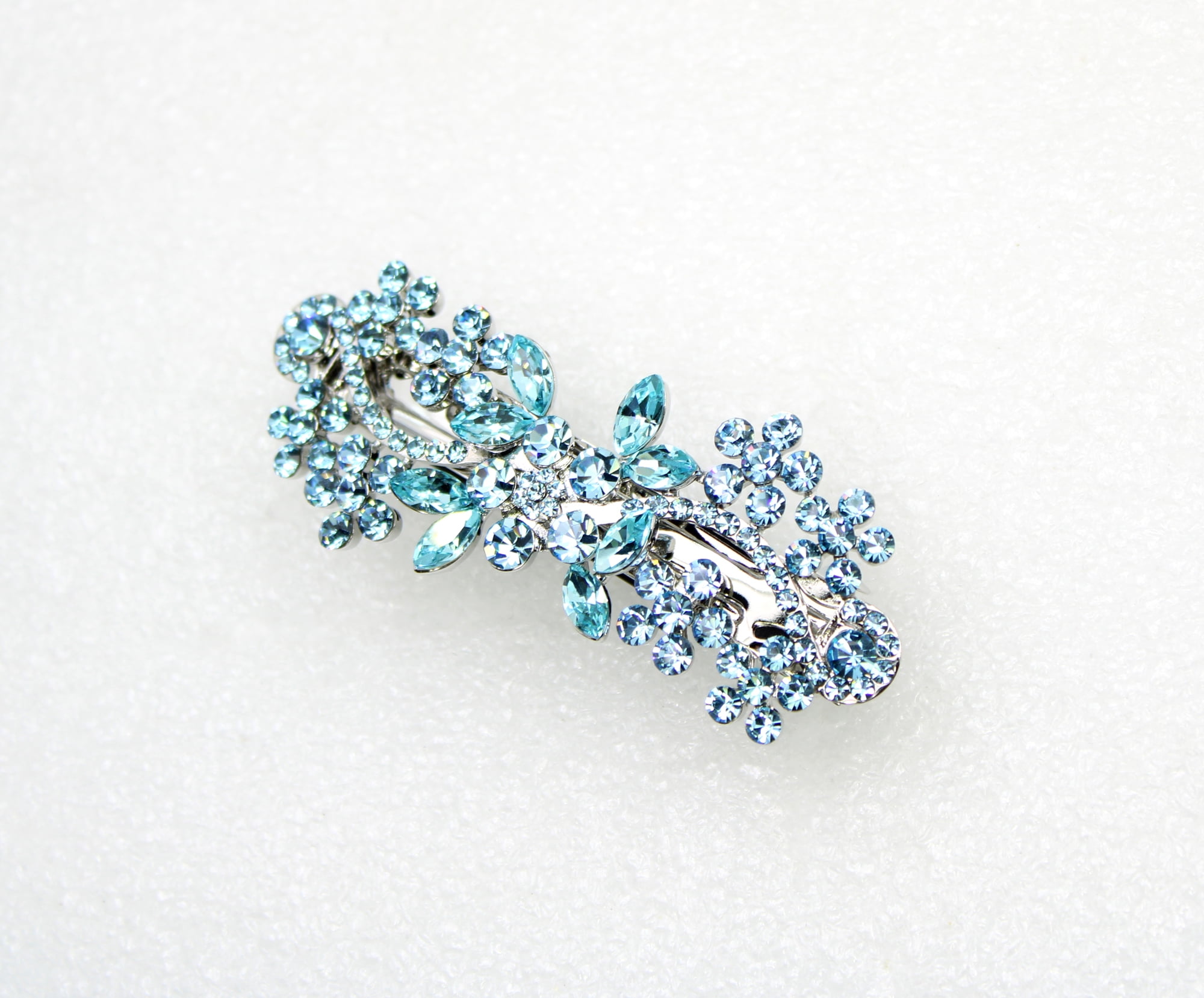 Faship Gorgeous Aqua Crystal Flower Hair Barrette Clip