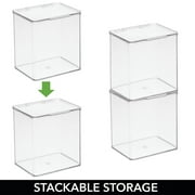 mDesign Plastic Stackable Kitchen Food Storage Box, Hinged Lid, 2 Pack - Clear