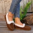 thumbnail image 6 of Xfvqtps Womens Faux Fur Lined Moccasins Winter Warm Shoes Flat Sole Comfortable Wear Indoor Outdoor Casual Slip on Shoes Brown, 6 of 8