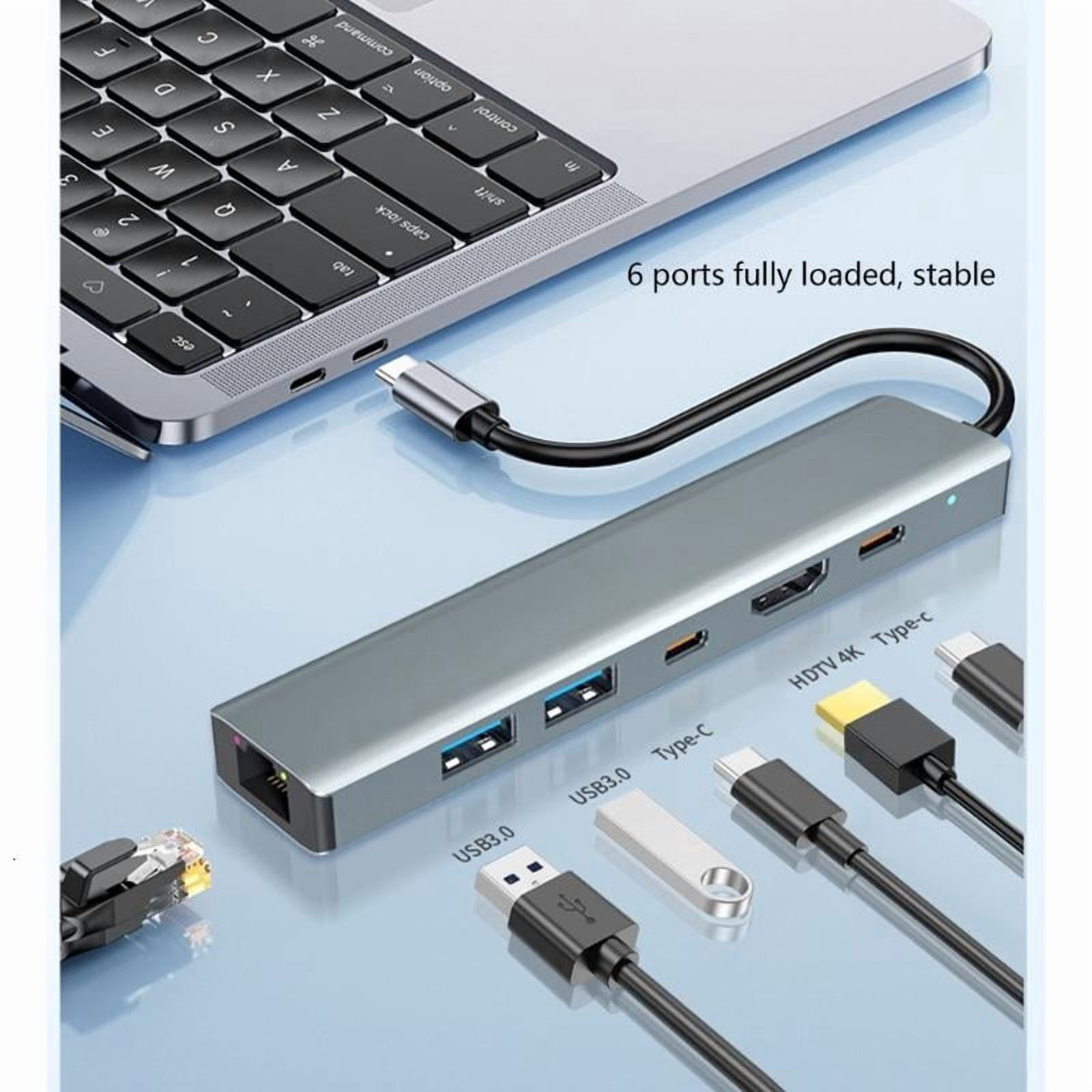 CEORPER 6 in 1 Type C Docking Station to HDTV Output 2xUSB3.0 4K HDTV Support 100W
