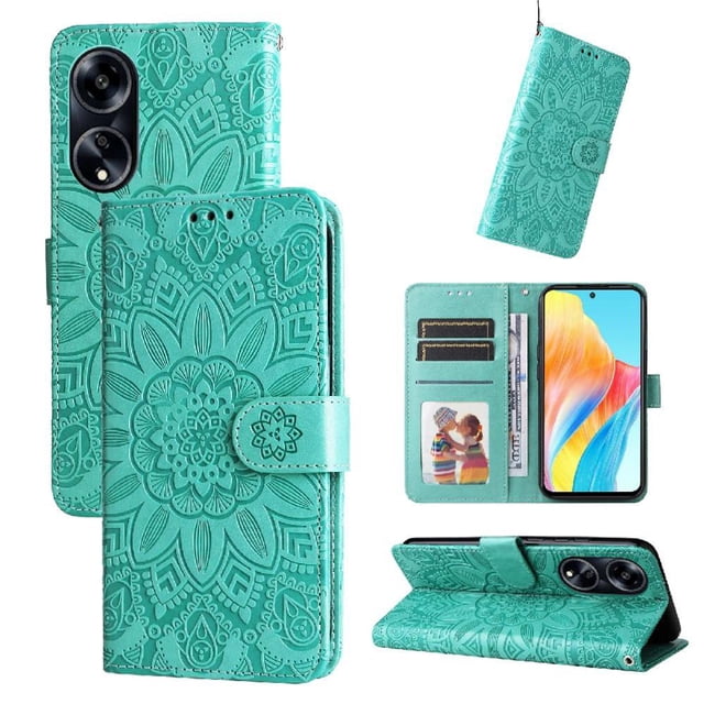 Funda tipo cartera GANGXUN para OPPO A98 , diseño girasol, cuero PU, soporte, cierre magnético, tarjetero