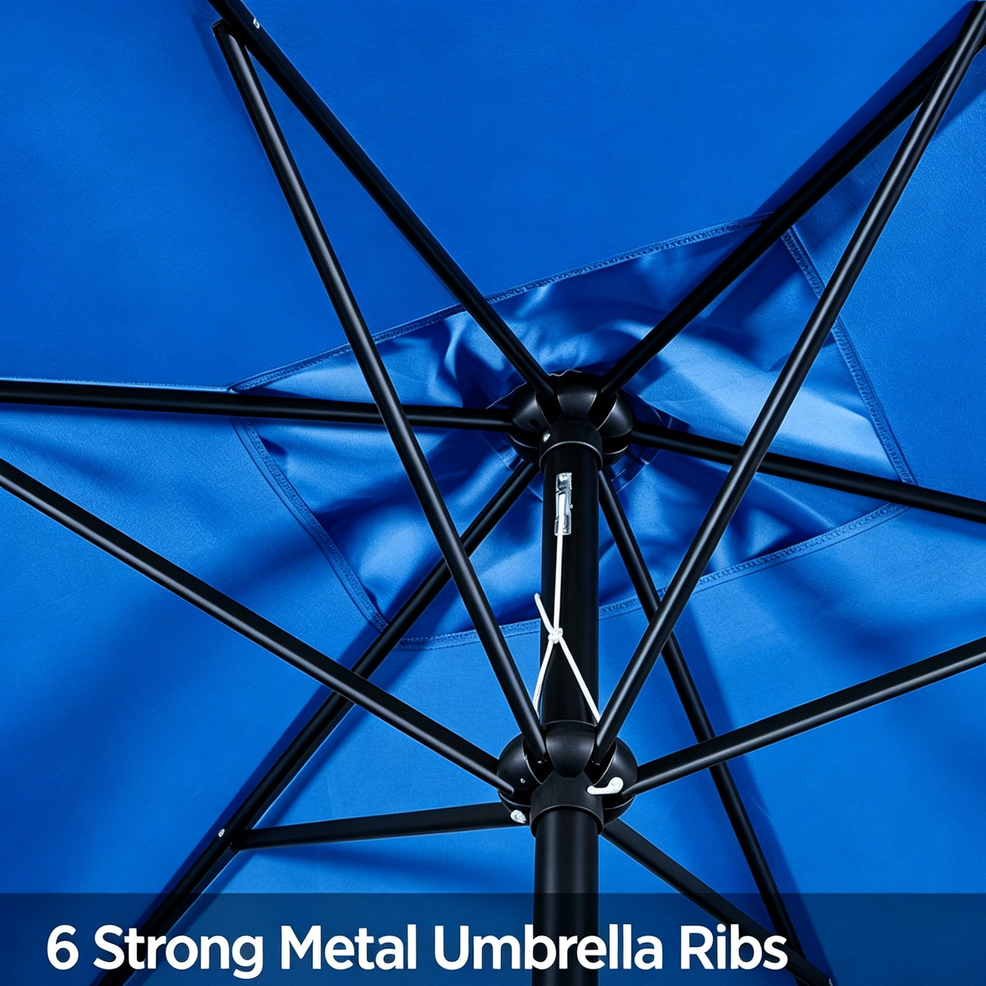 Kool 10x6.5ft Rectangular Patio Umbrella with Crank Handle, Outdoor Market Umbrella with 6 Sturdy Umbrella Ribs, Waterproof, Royal Blue