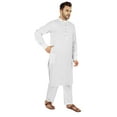thumbnail image 2 of Atasi Indian Men's 2 Piece Kurta Pajama Set Henley Neck Cotton Casual Long Kurta, 2 of 7