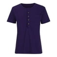thumbnail image 5 of ALLLIST Elbow-Length Summer Tops Solid Purple V-Neck T-Shirts Blouses, 5 of 5