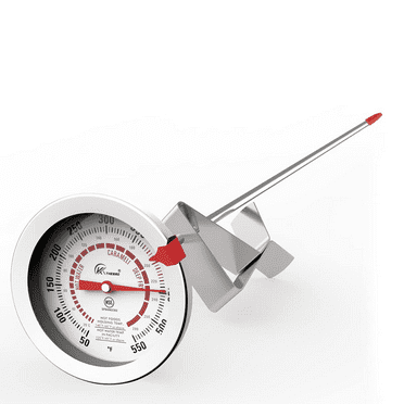 KT THERMO Candy/Deep Fry Thermometer with 12'' Stainless Steel Food Grade Probe and Clip
