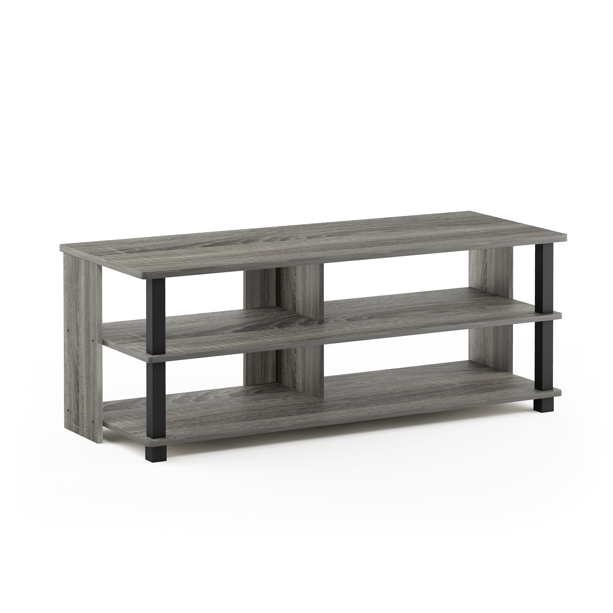 Furinno Turn-N-Tube 3-Tier Compact Open Storage Shoe Rack for Closet Entryway, French Oak/Black