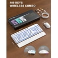 thumbnail image 6 of Wireless Keyboard and Mouse Combo, Backlit Typewriter Keyboard with Round Keys, Magnetic Wrist Rest & Phone Holder, Rechargeable 2.4GHz Set for Mac, Windows, PC – Cloud White, 6 of 9