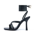 thumbnail image 2 of Women's heeled Sandals Strappy Lace up Stiletto High Heel Sandals Square Toe Sandals Tie up Heels Sandals for Party Prom Homecoming Dress Shoes, 2 of 7